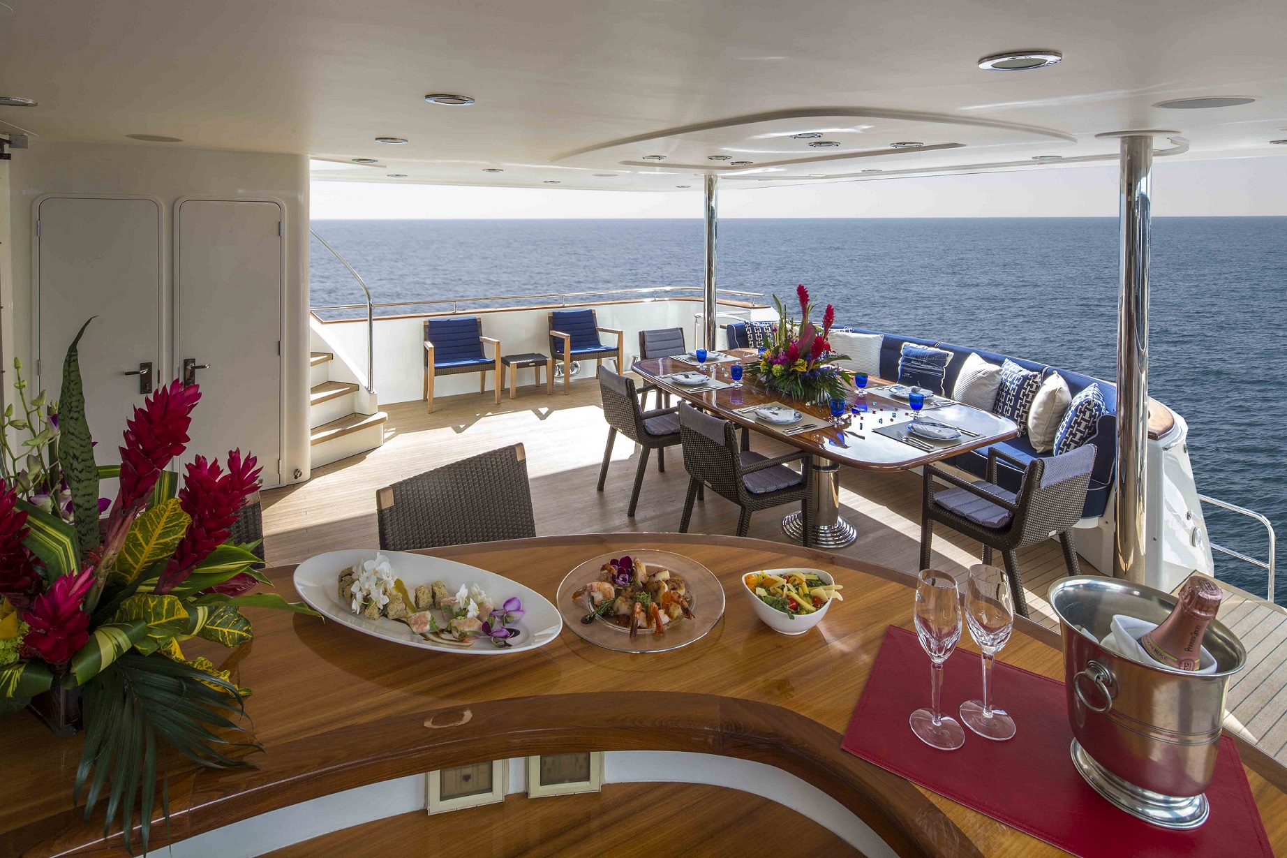 plan a yacht for charter deck bar