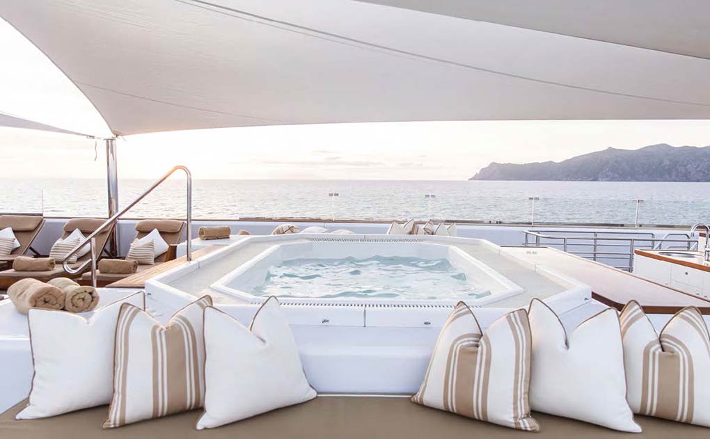 Jacuzzi on a deck of a yacht for charter yacht for charter M/Y SuRi