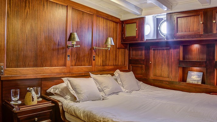 Bedroom on a luxury yacht for charter S/Y TRINAKRIA