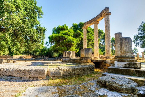 Ancient ruins on luxury yacht charter in Greece