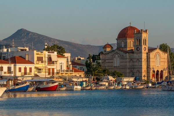 Busy harbour on luxury yacht charter Greece