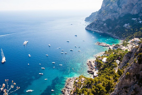 Yachts anchored on luxury yacht charter Italy