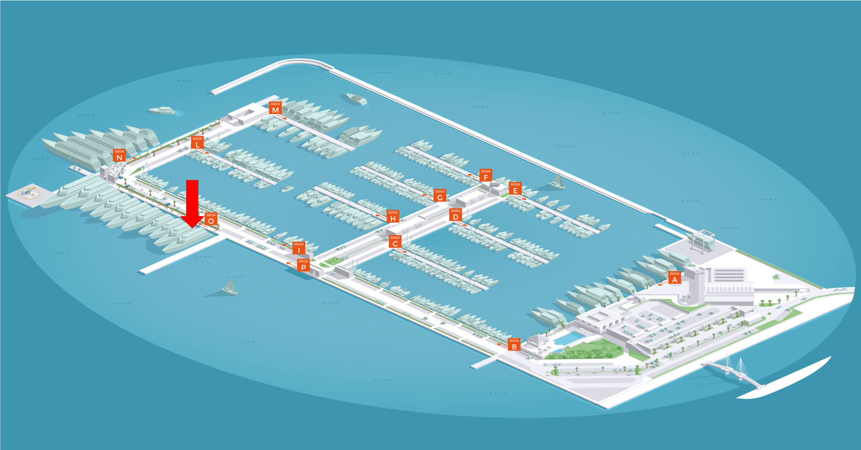 Map of 80m Superyacht Berth for Sale in Porto Mirabello - YACHTZOO