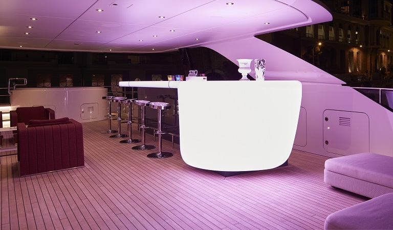 Open bar on a luxury yacht for sale M/Y Home