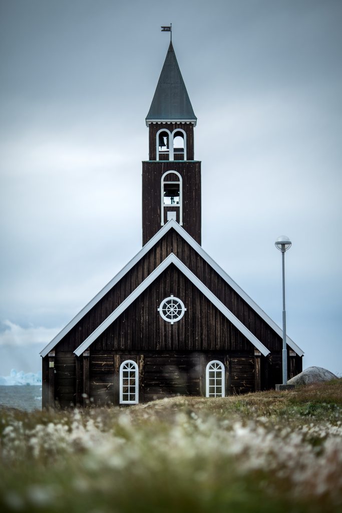 The church in Ilulissat in Greenland Luxury yacht charters Greenland