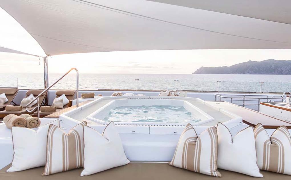 Jacuzzi on expedition yacht charter