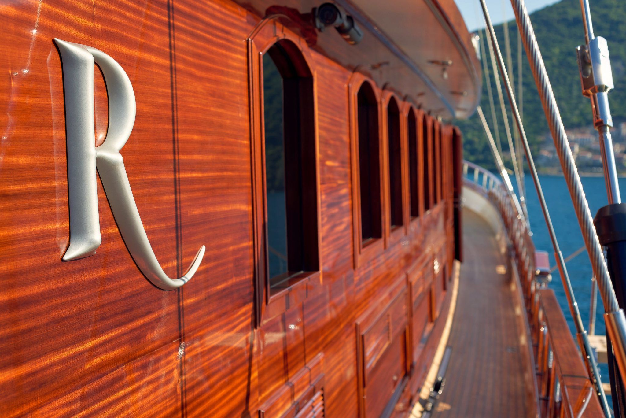 S/Y RIANA Yacht for Charter wood detail