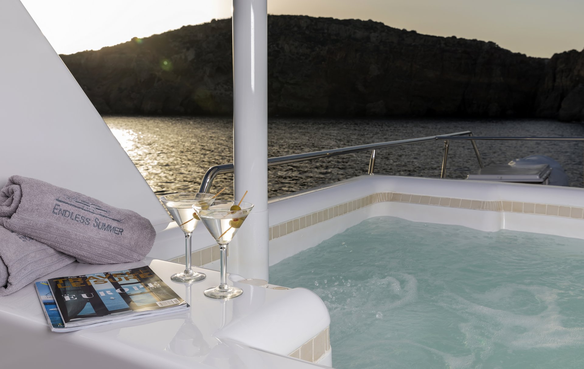 m/y endless summer yacht for charter hot tub
