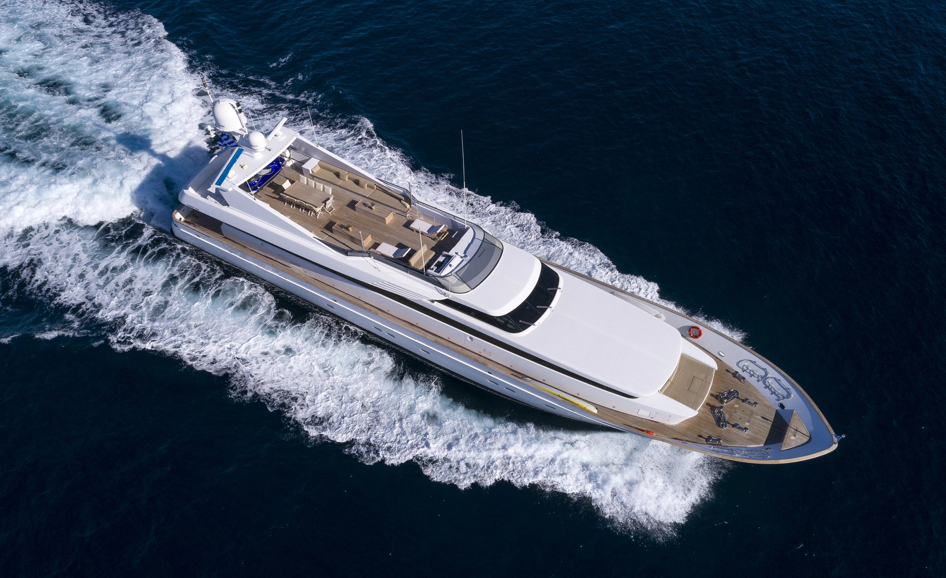 M/Y MABROUK yacht for charter bird view sailing right