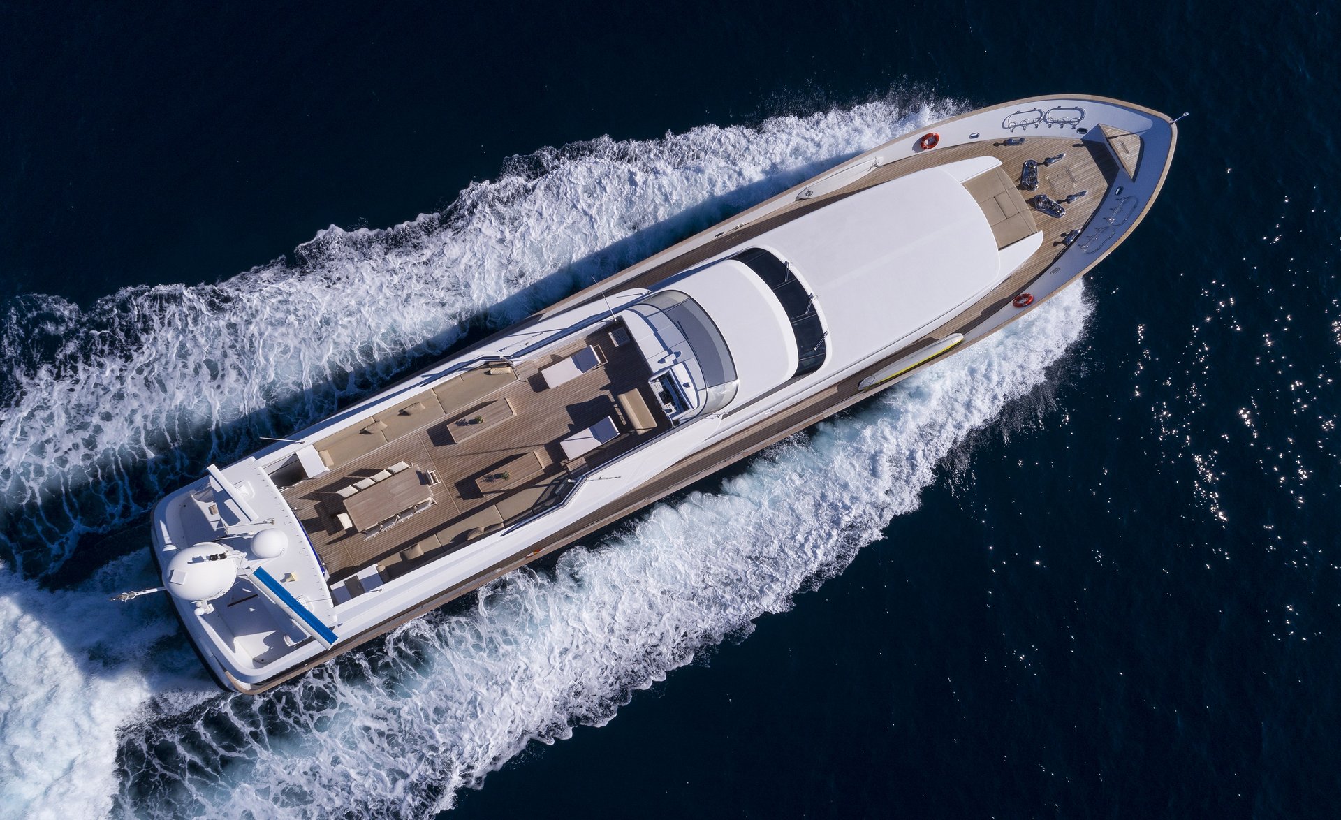 M/Y MABROUK yacht for charter bird view sailing left