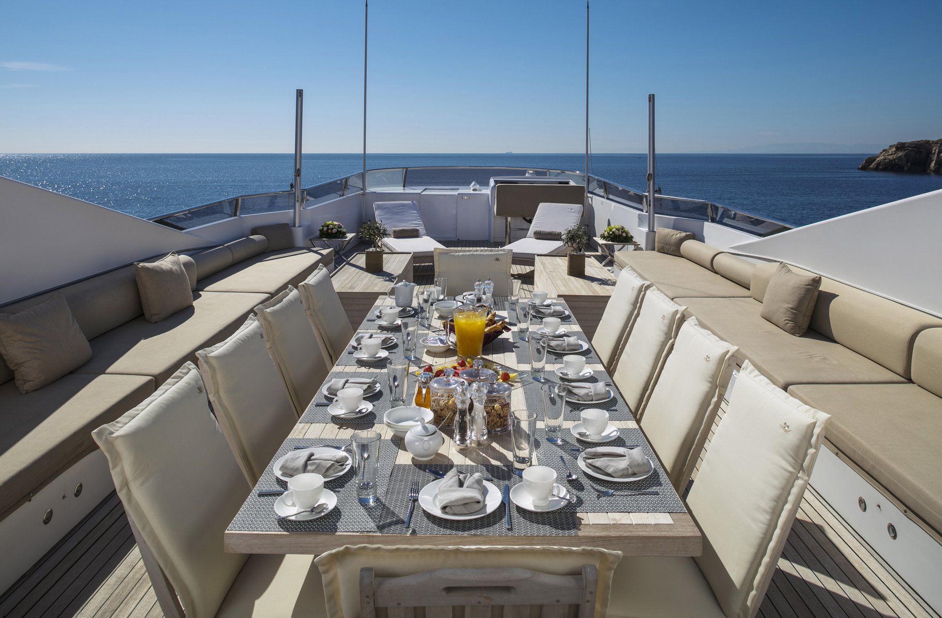 M/Y MABROUK yacht for charter set outdoor table