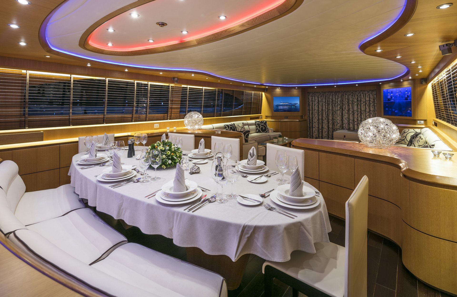 M/Y PARIS A yacht for charter set dining table