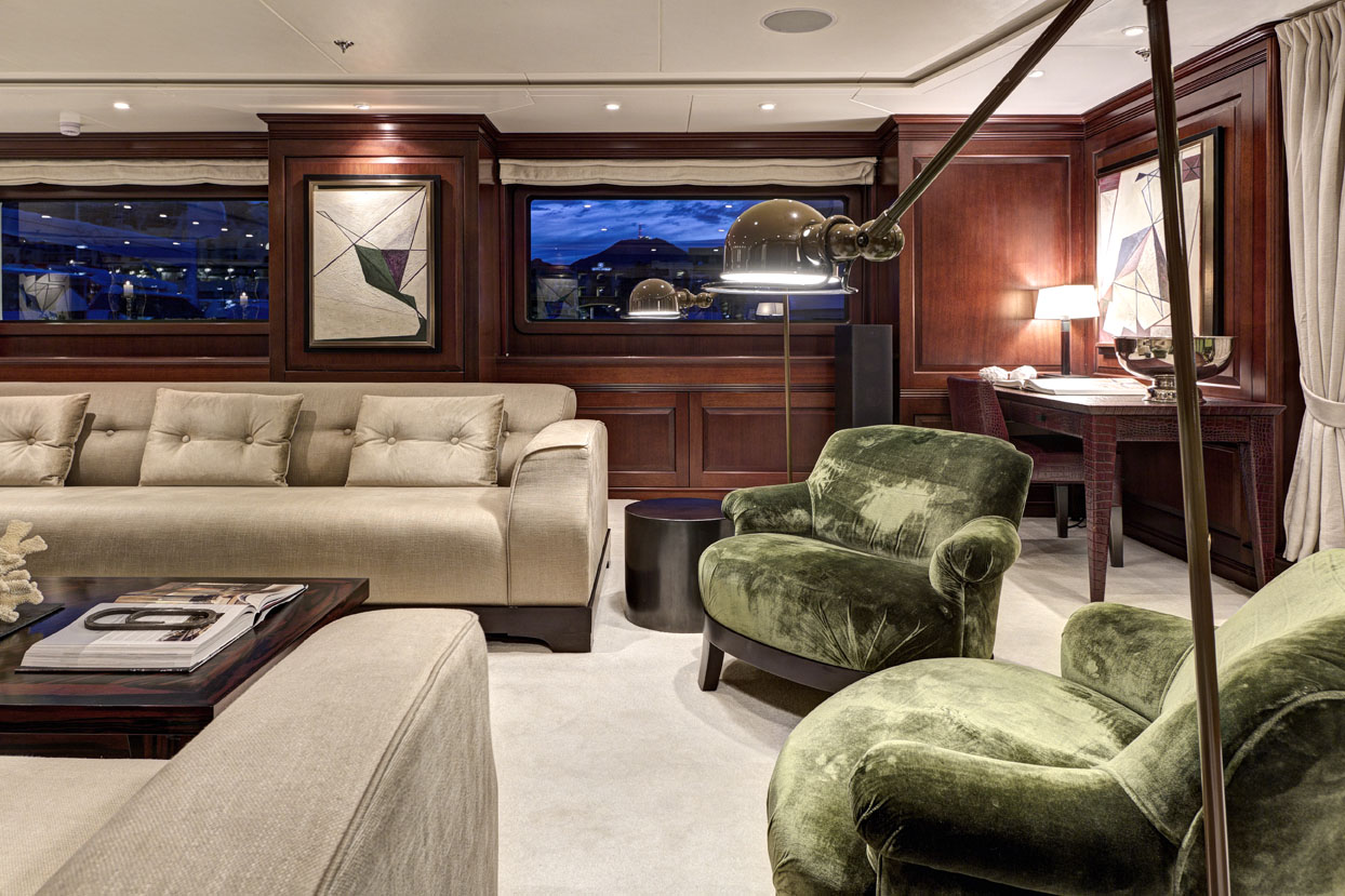 m/y azteca ii yacht for charter living room velvet seats