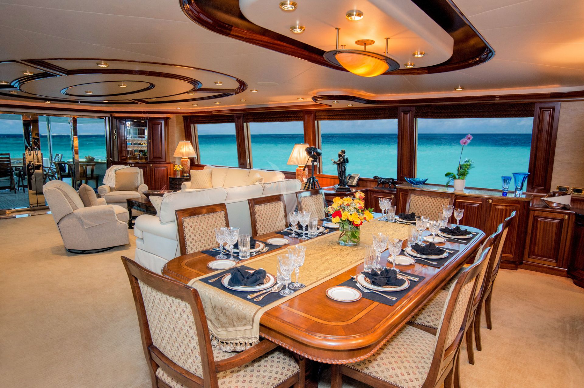 Dining Area Aboard M/Y WILD KINGDOM yacht for charter