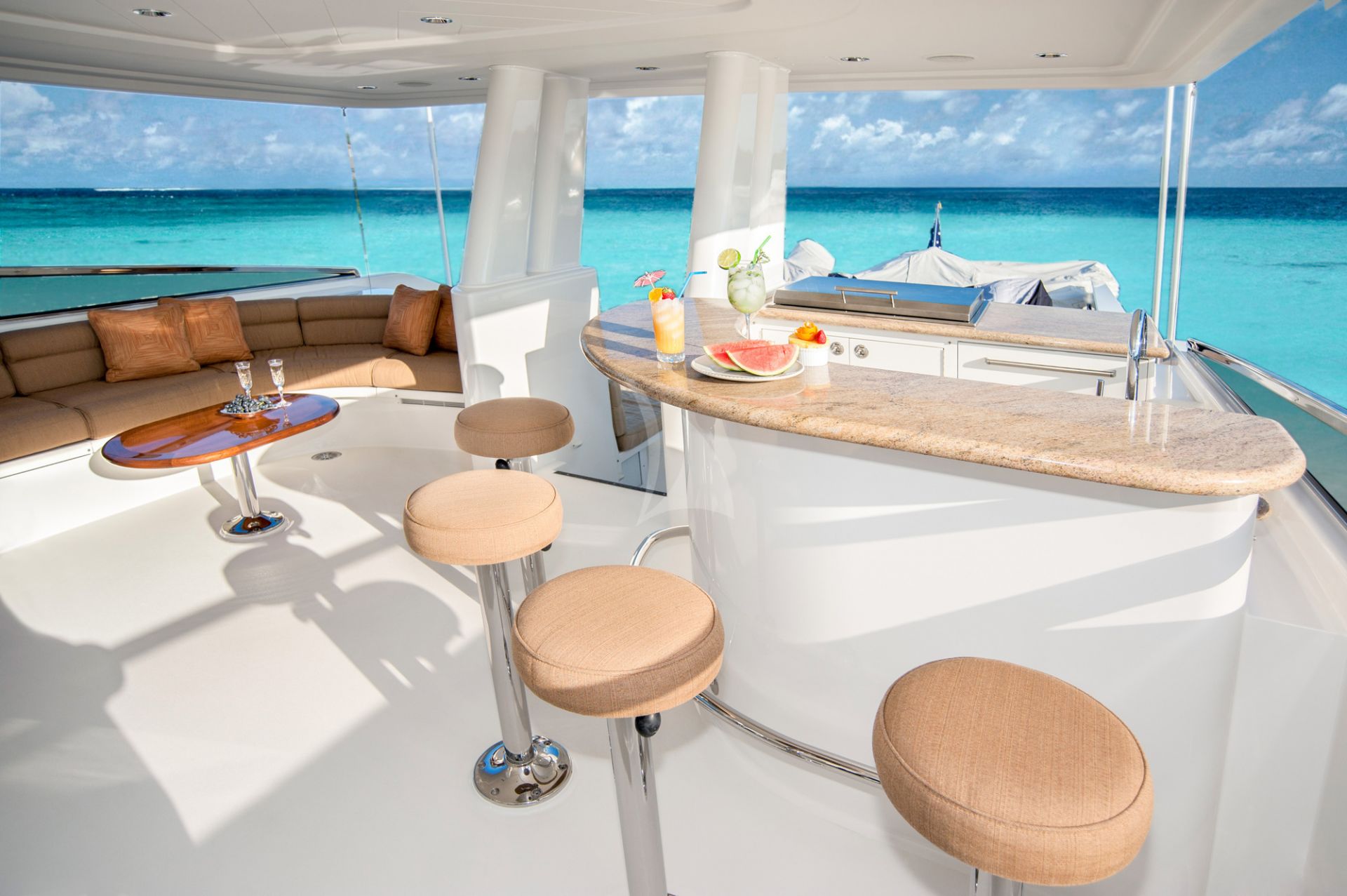 m/y wild kingdom yacht for charter deck bar