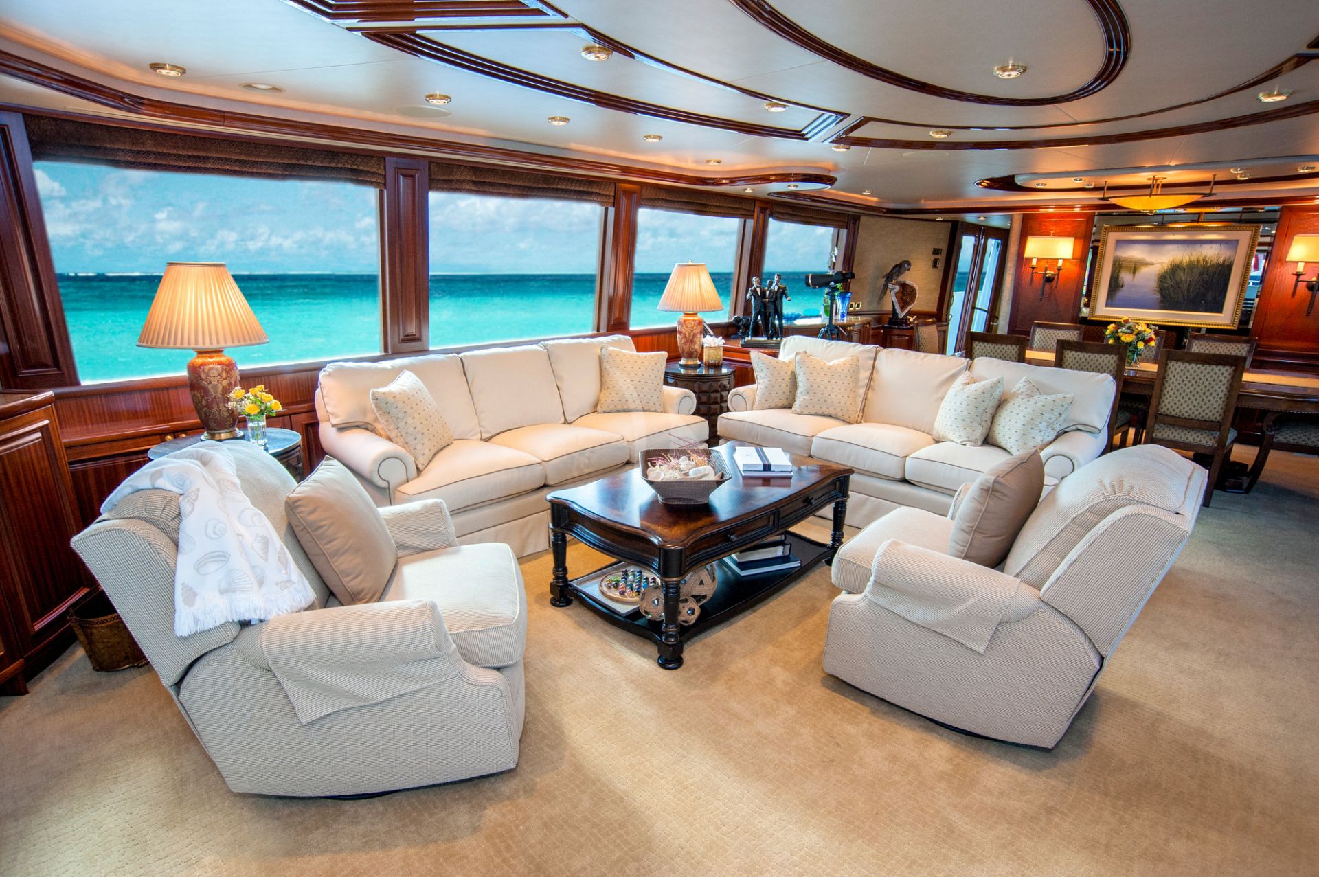 Seating area of M/Y WILD KINGDOM yacht for charter