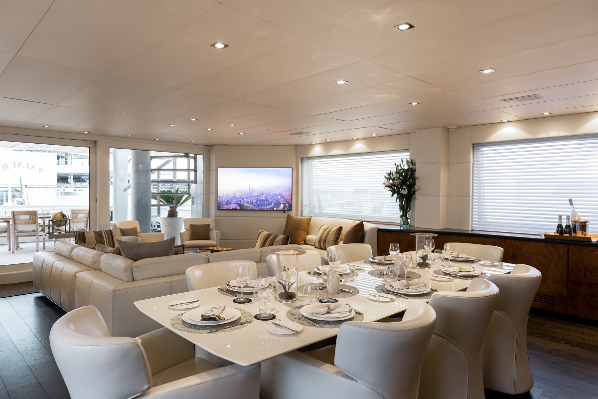 m/y palm b yacht for sale dining area