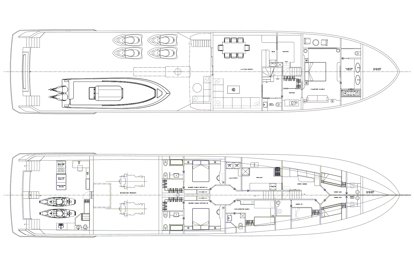 Deck Plan M/Y OMBRA 37 Yacht for Sale