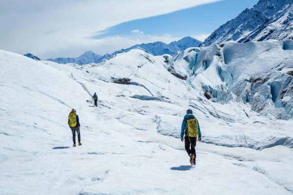 Ice trekking or hiking on a private Alaska yacht charter