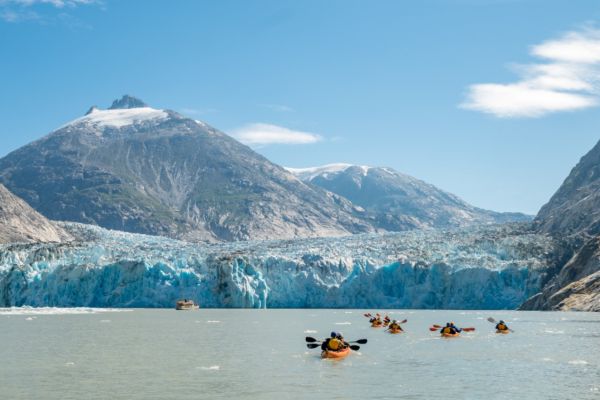 Ice kayaking through the Fjords of Alaska
