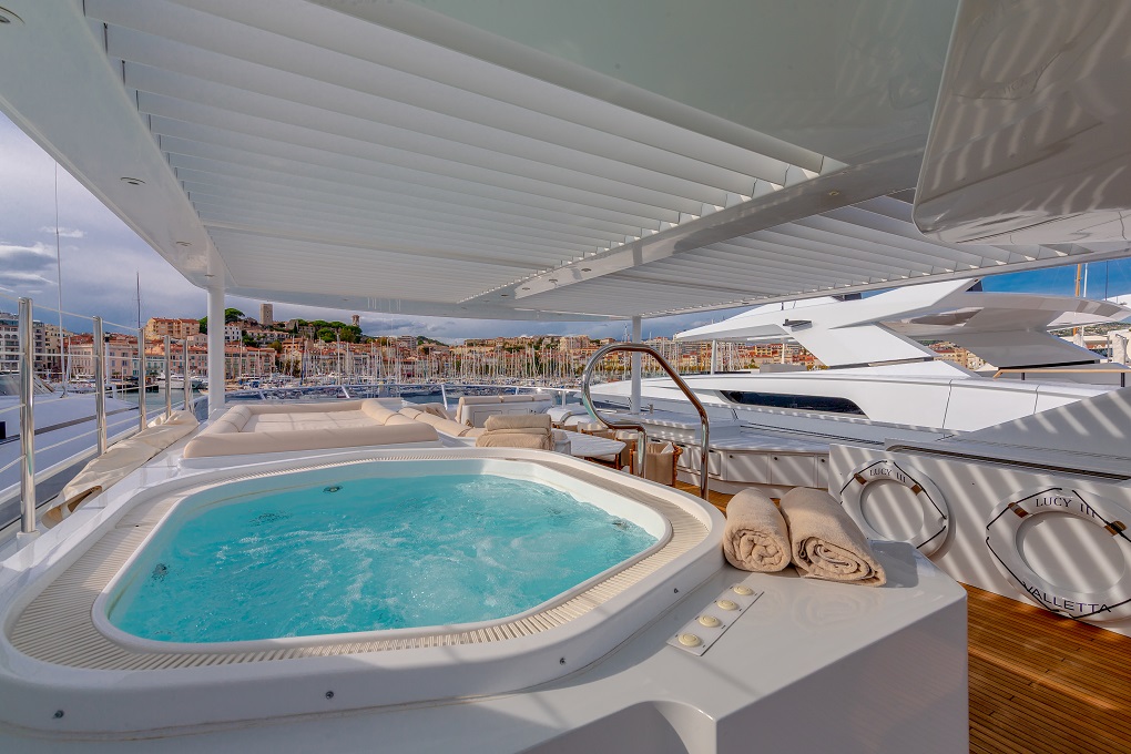 Hot Tub on the Deck of M/Y Lucy III Yacht for Charter