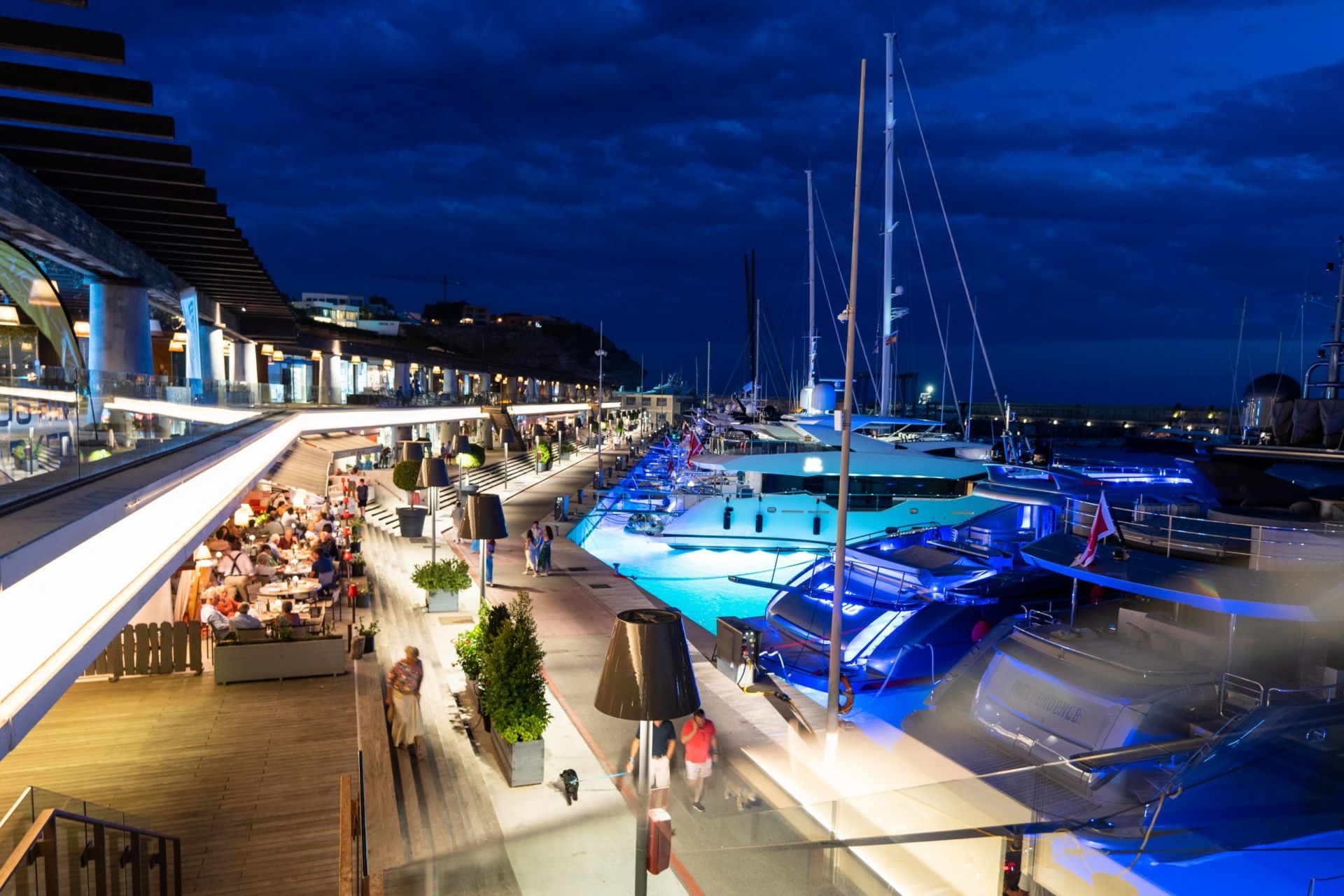 Port Adriano night view berth for sale YACHTZOO
