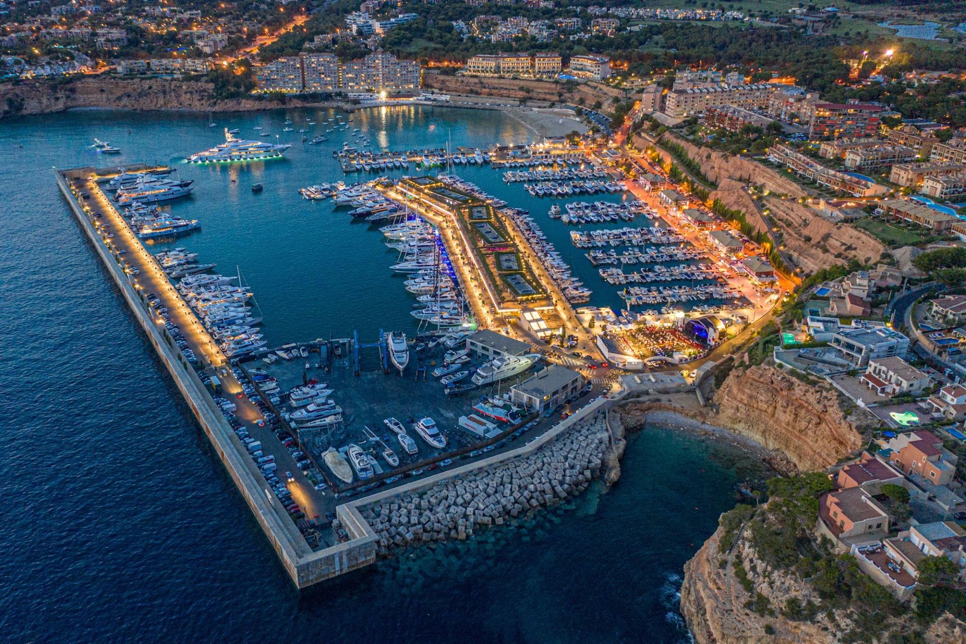 Port Adriano at sunset Yachtzoo berth for sale