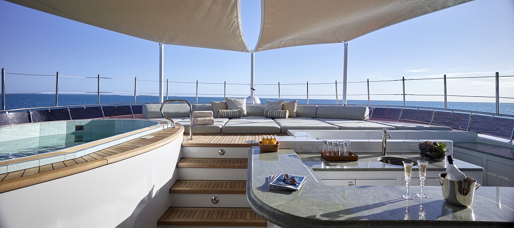 Mia Elise ii Trinity Yachts exterior sun deck jacuzzi