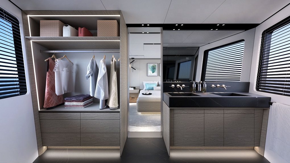 MAZU 92DS 28.45 metre Mazu Yachts interior master bedroom walk in closet