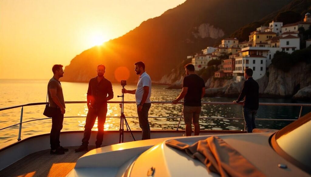 film crew on yacht in amalfi coast Yacht Charter film crew