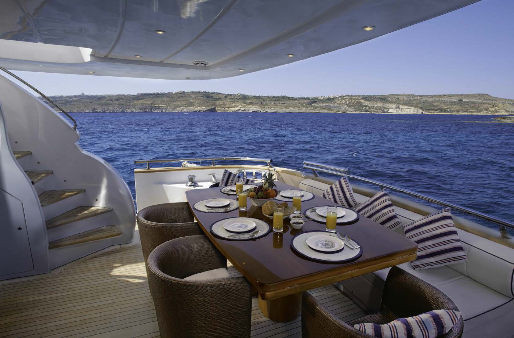 M/Y MEME yacht for charter after deck dining area