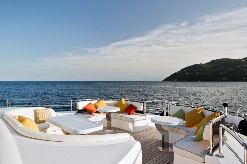 m/y marina wonder for charter lounge on deck